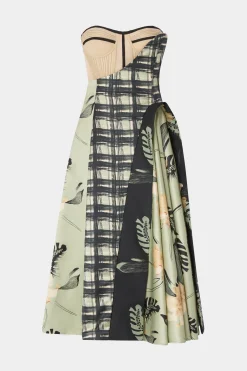 Abito Bustier Stampa Ibiscus