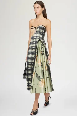 Abito Bustier Stampa Ibiscus