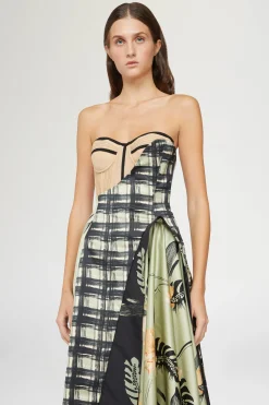 Abito Bustier Stampa Ibiscus