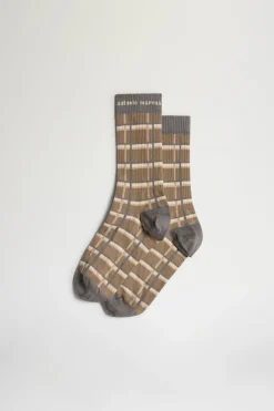 Calze a Quadri Marroni e Beige
