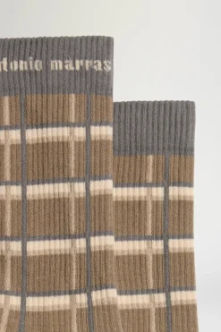 Calze a Quadri Marroni e Beige
