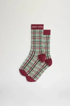 Calze a Quadri Verdi e Bordeaux