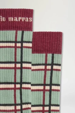 Calze a Quadri Verdi e Bordeaux