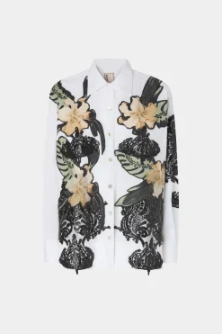Camicia Bianca Ibiscus Patchworks