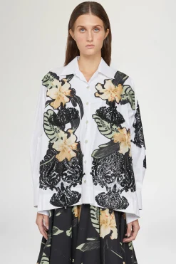 Camicia Bianca Ibiscus Patchworks