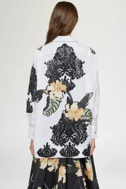 Camicia Bianca Ibiscus Patchworks
