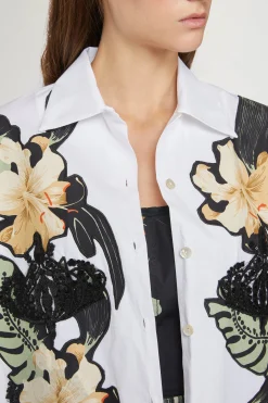Camicia Bianca Ibiscus Patchworks
