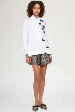 Camicia Bianca Ricami Neri