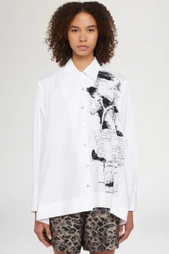 Camicia Bianca Ricami Neri