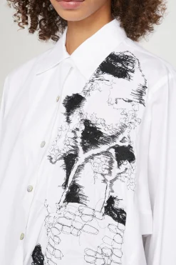 Camicia Bianca Ricami Neri