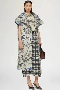 Cappotto in Denim Stampa Tropicale