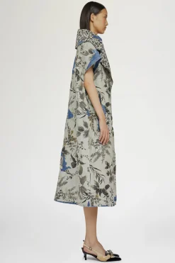 Cappotto in Denim Stampa Tropicale