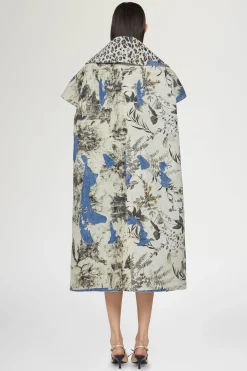 Cappotto in Denim Stampa Tropicale