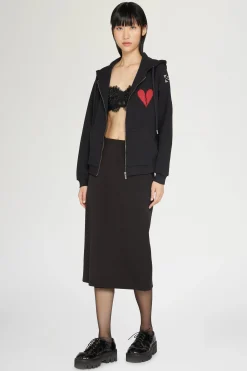 Felpa con cappuccio con cuore spezzato e cerniera