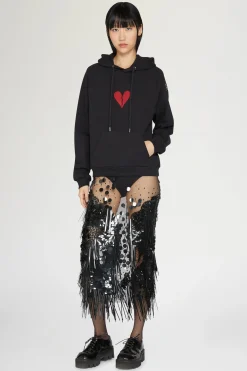 Felpa con cappuccio cuore spezzato