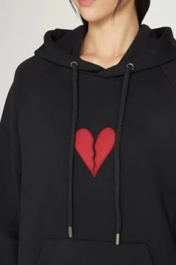 Felpa con cappuccio cuore spezzato