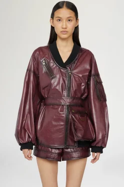 Giacca di Pelle Bordeaux