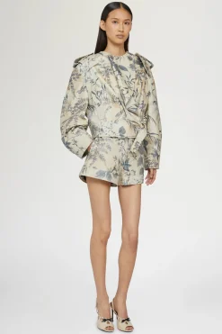 Giacca di Pelle Stampa Tropicale