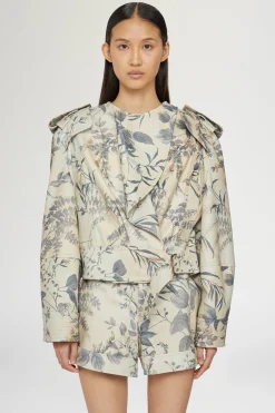 Giacca di Pelle Stampa Tropicale