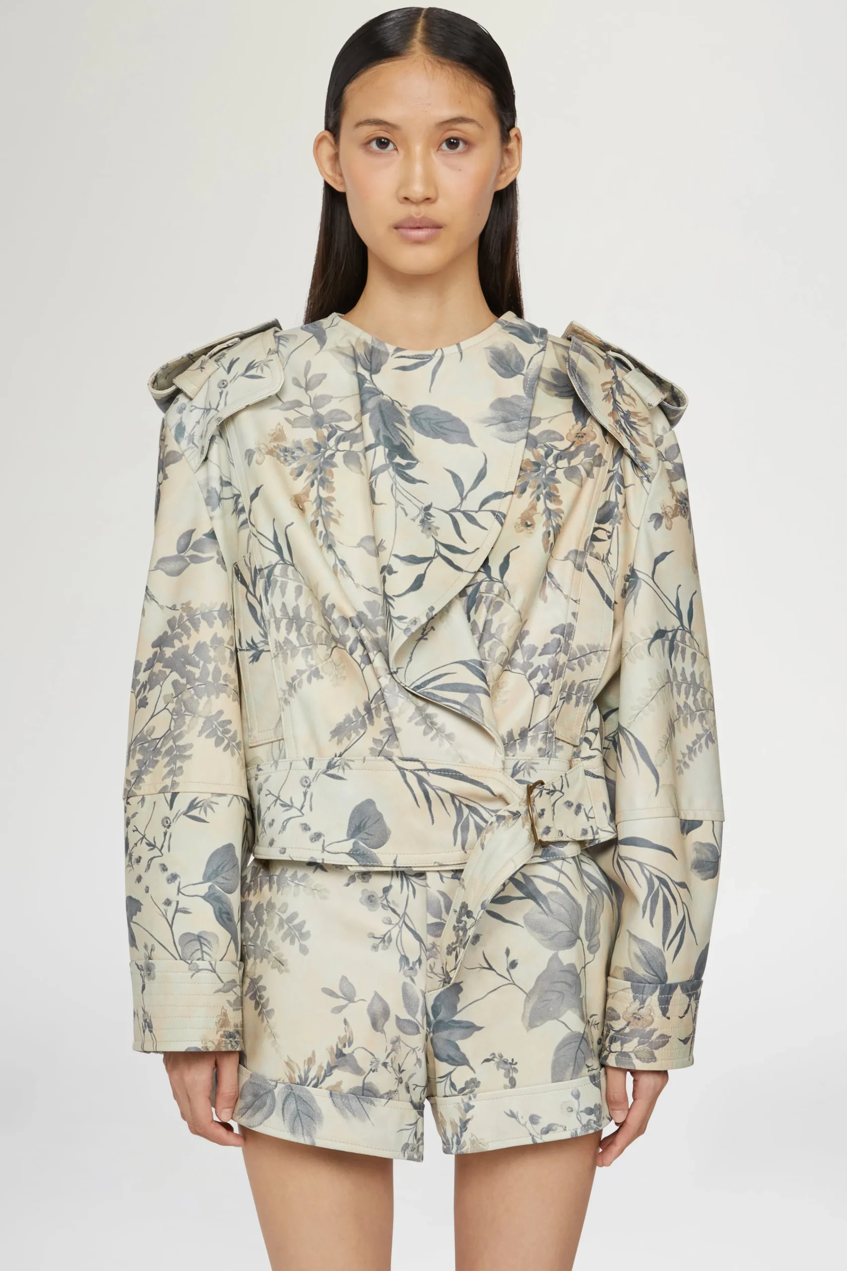 Giacca di Pelle Stampa Tropicale