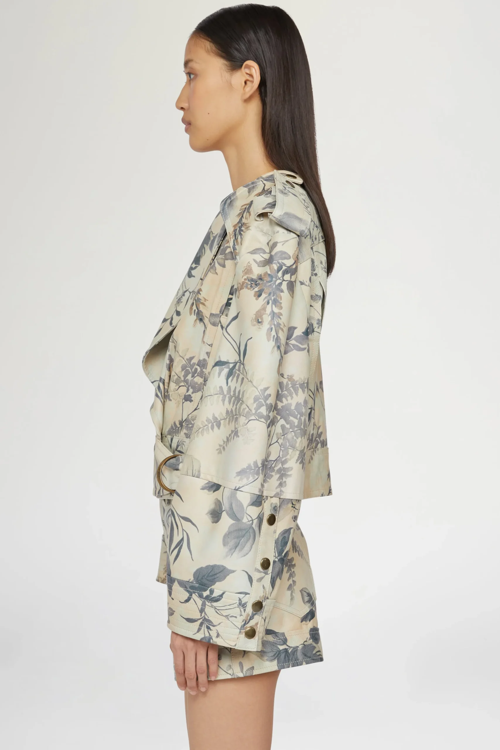 Giacca di Pelle Stampa Tropicale