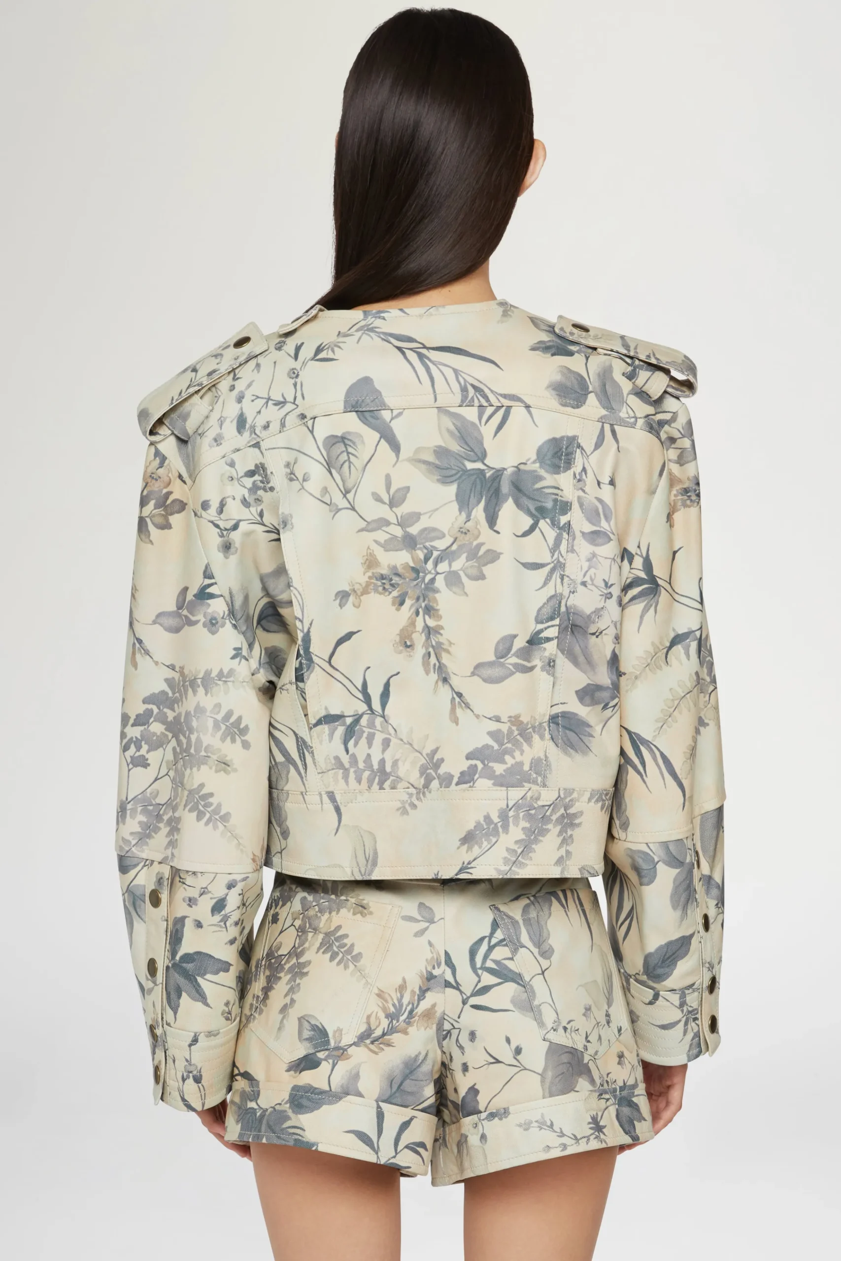 Giacca di Pelle Stampa Tropicale