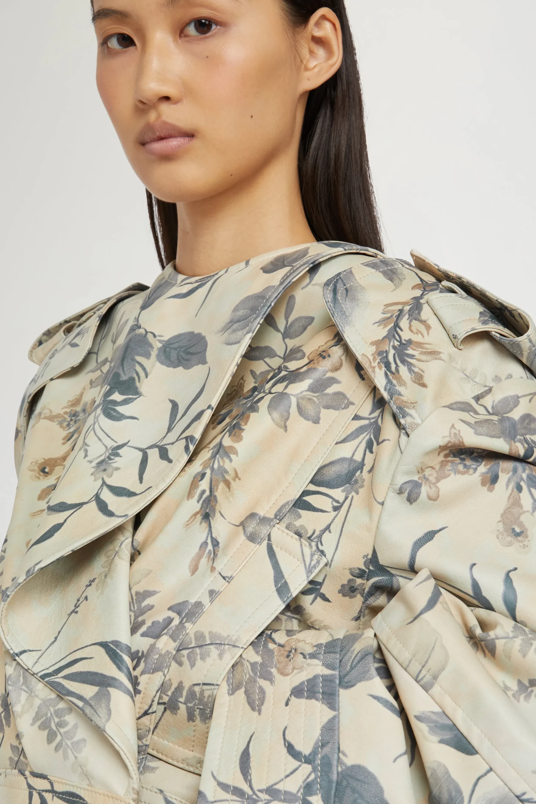 Giacca di Pelle Stampa Tropicale