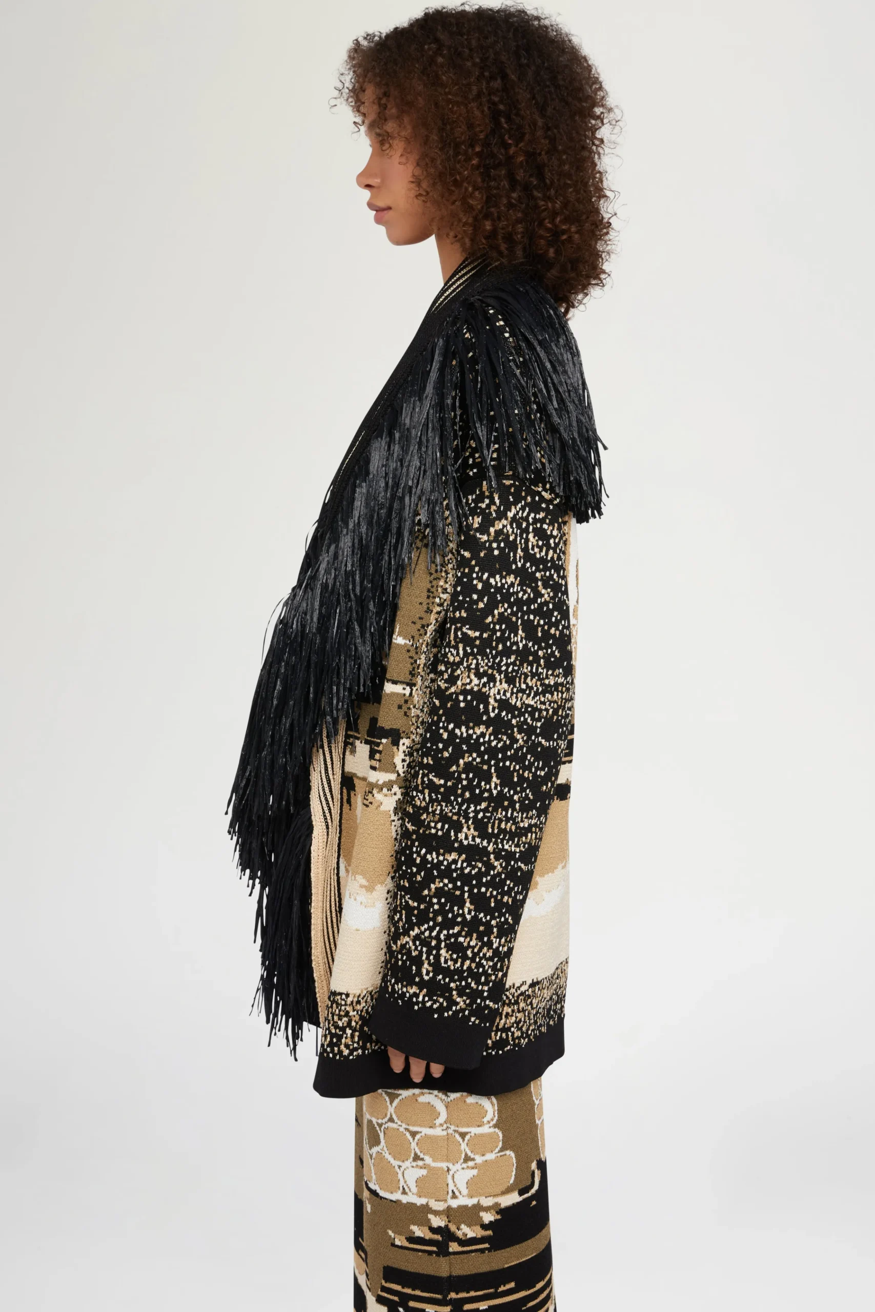 Giacca in maglia con Frange