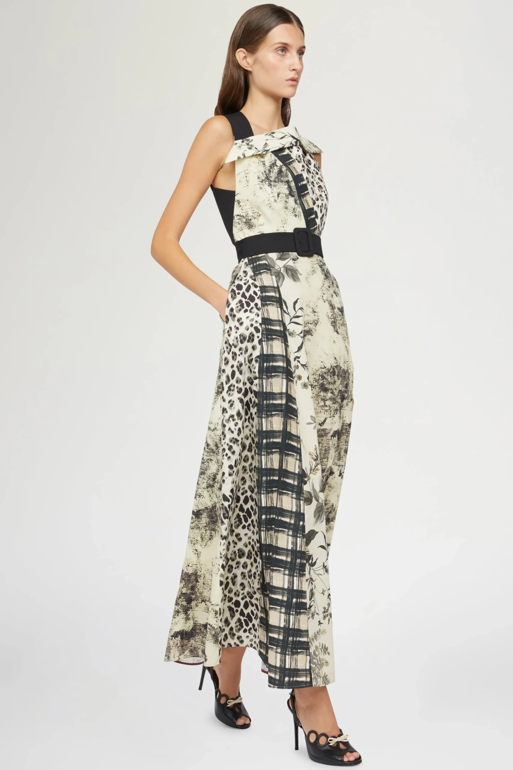 Midi Abito Stampa Tropicale & Leopardo