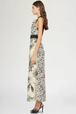 Midi Abito Stampa Tropicale & Leopardo