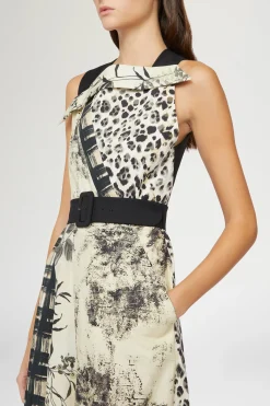 Midi Abito Stampa Tropicale & Leopardo
