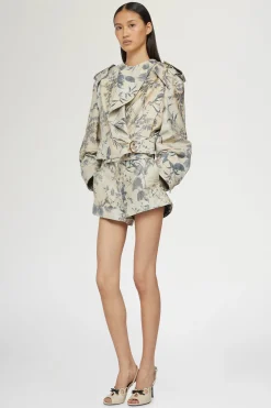 Pantaloncini di Pelle Stampa Tropicale