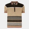 Polo in Maglia Beige & Nera