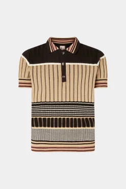 Polo in Maglia Beige & Nera