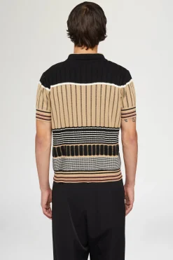 Polo in Maglia Beige & Nera