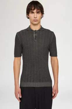 Polo in Maglia Grigia