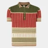 Polo in Maglia Rossa e Verde