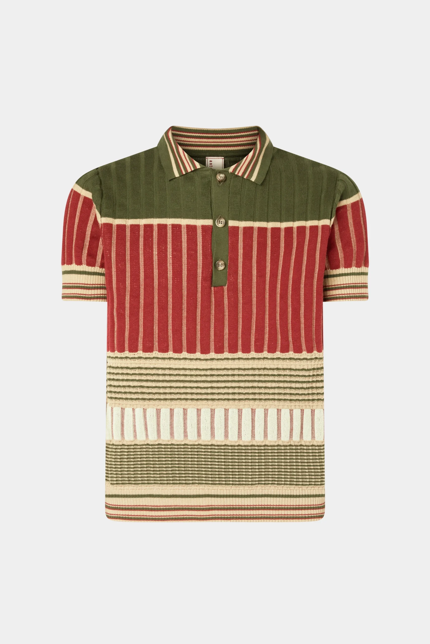 Polo in Maglia Rossa e Verde