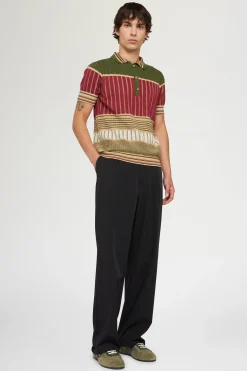 Polo in Maglia Rossa e Verde