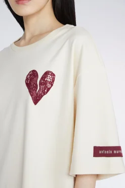 T-shirt Cuore Crema