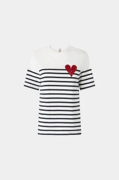 T-shirt Cuore Spezzato a Righe