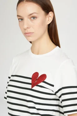 T-shirt Cuore Spezzato a Righe