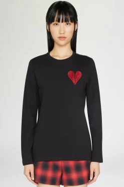 T-shirt Cuore Spezzato Lunga Nera