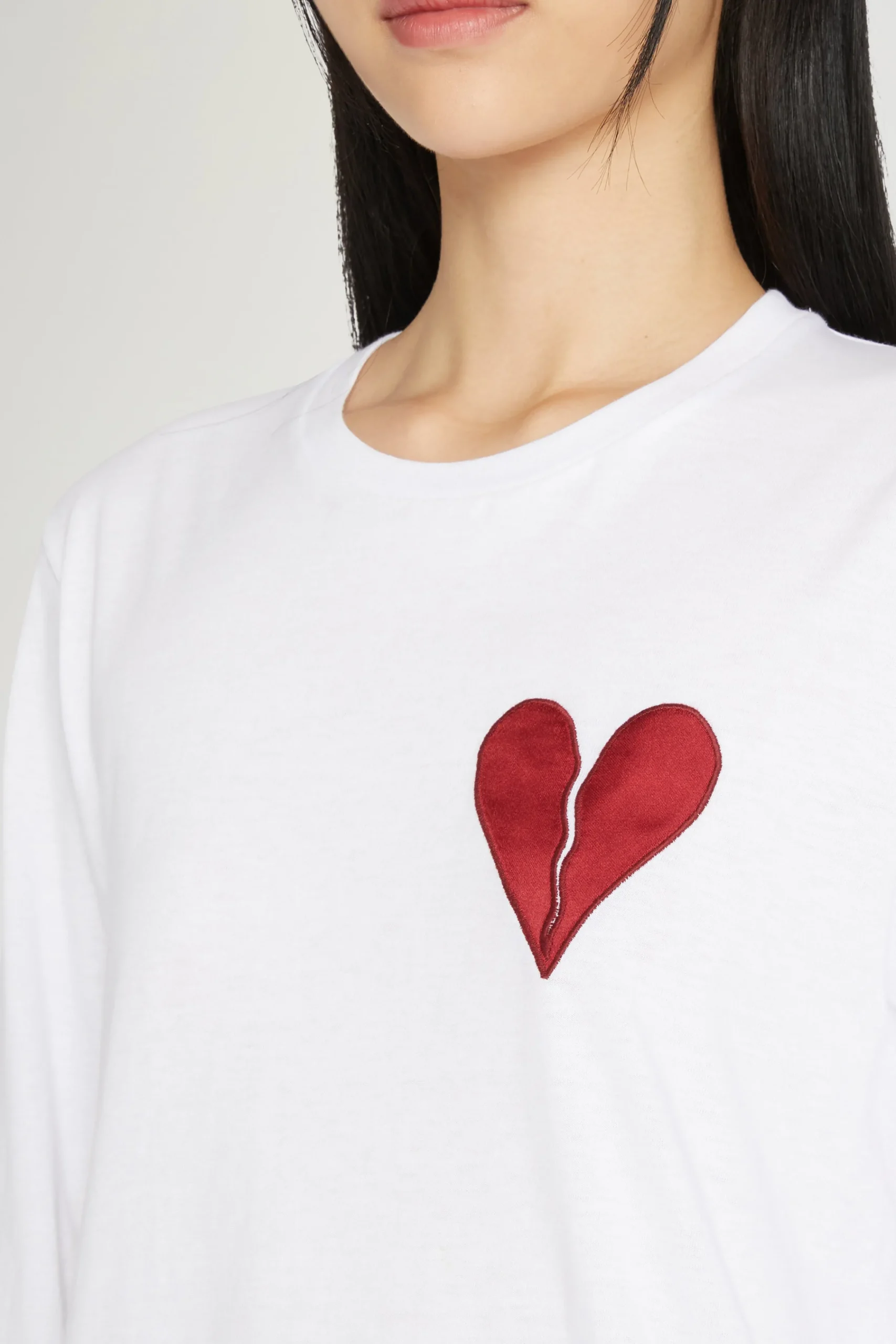 T-shirt Cuore Spezzato Lunga Bianca