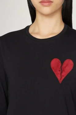 T-shirt Cuore Spezzato Lunga Nera