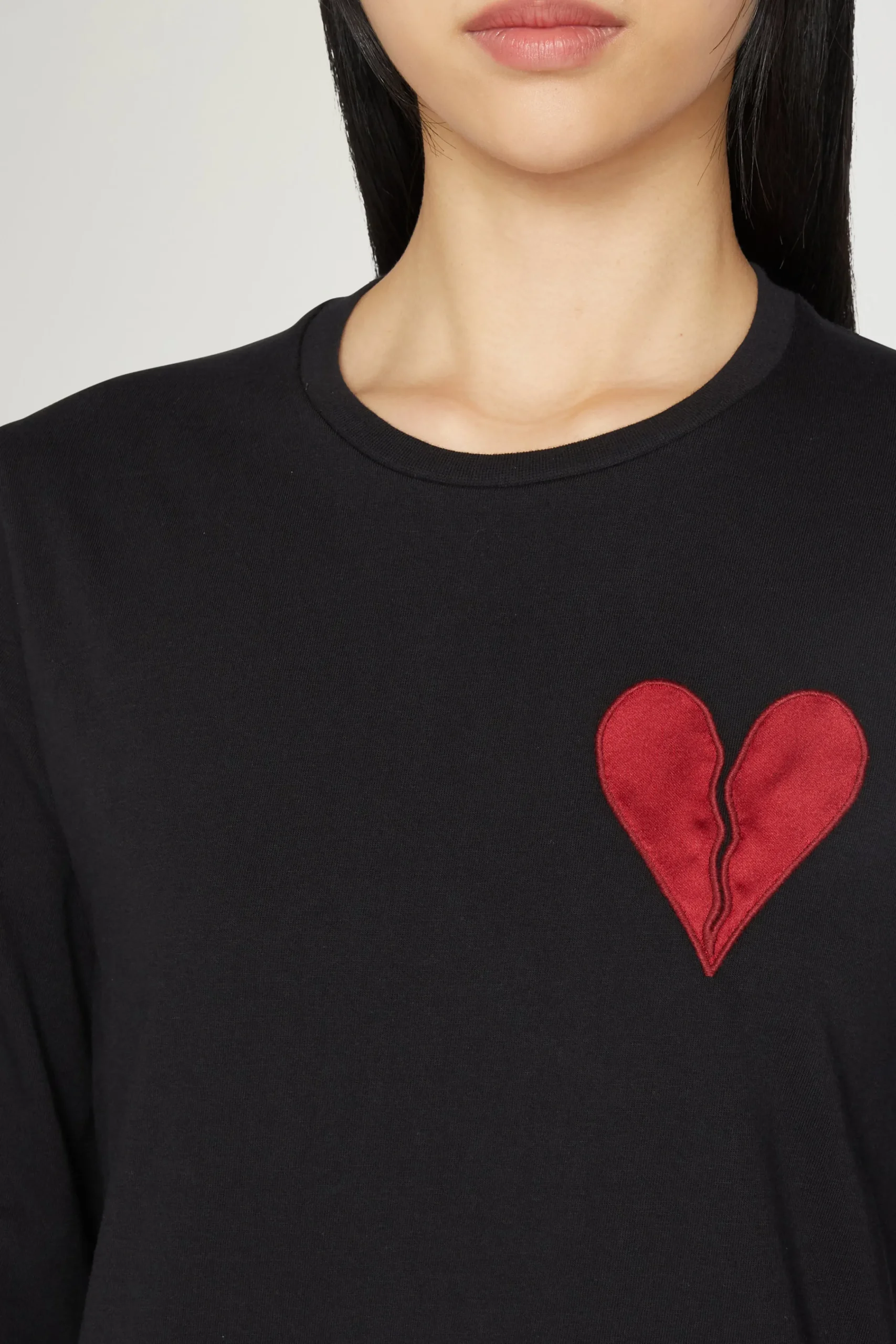 T-shirt Cuore Spezzato Lunga Nera