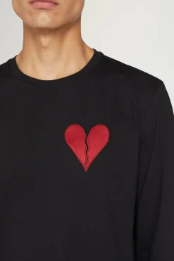 T-shirt Cuore Spezzato Lunga Nera